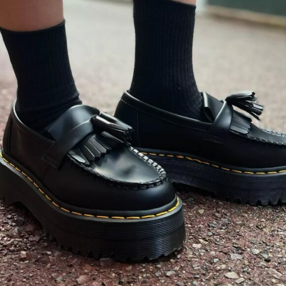 Dr. Martens Shoes - DR. MARTENS ADRIAN QUAD LEATHER PLATFORM TASSLE LOAFERS MSRP$210 Timeless Design